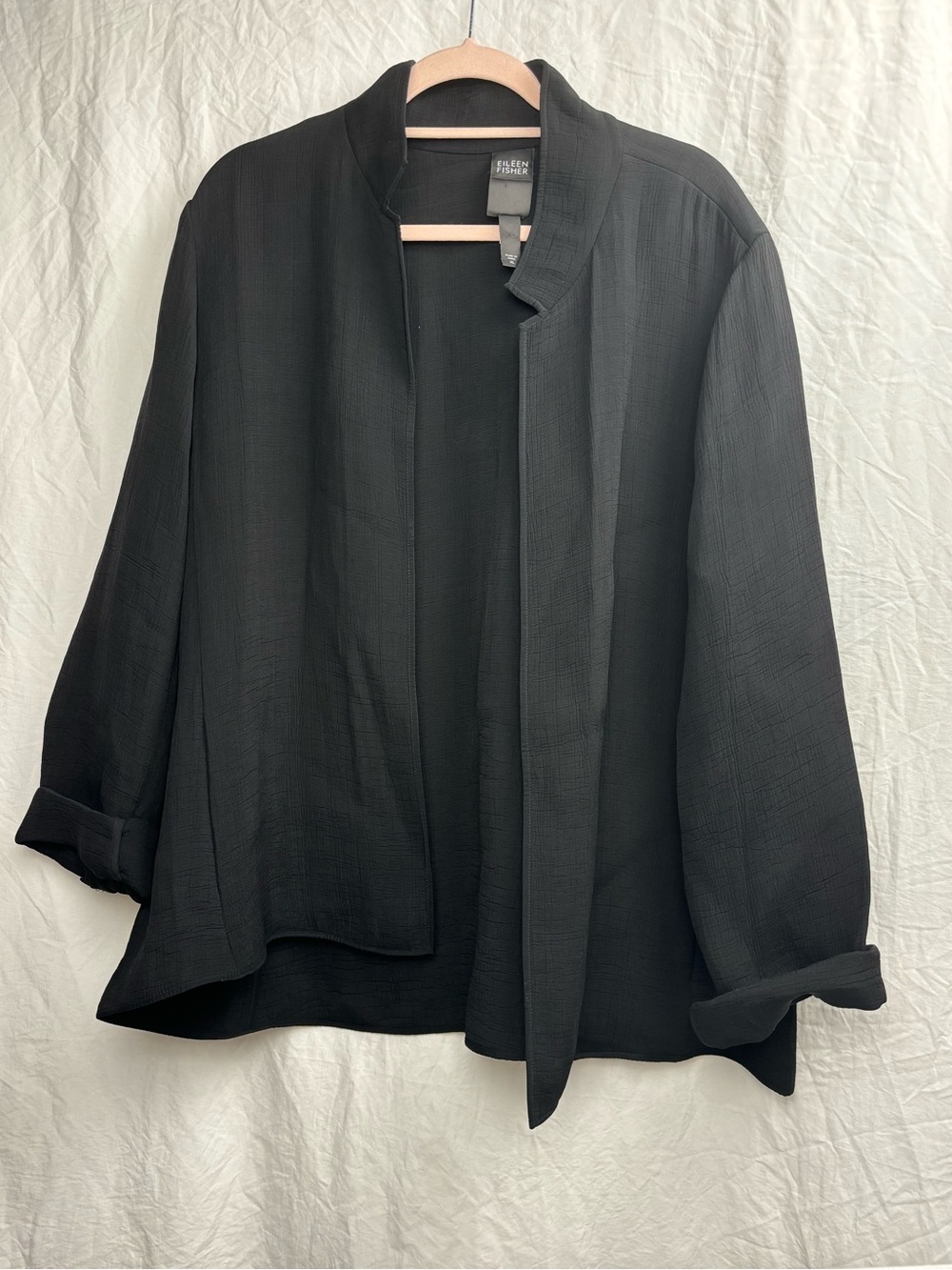 Eileen Fisher XL Black Open Front Jacket Blazer